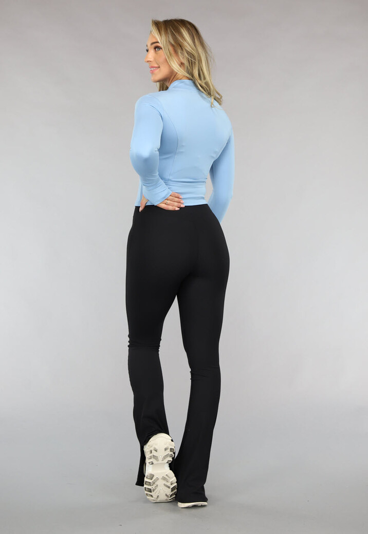 Blauwe Sporttop met Lange Mouwen en Duimgaten