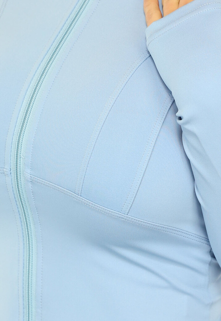 Blauwe Sporttop met Lange Mouwen en Duimgaten