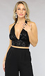 Zwarte 2-delige Pantalon Set met Glitter Top
