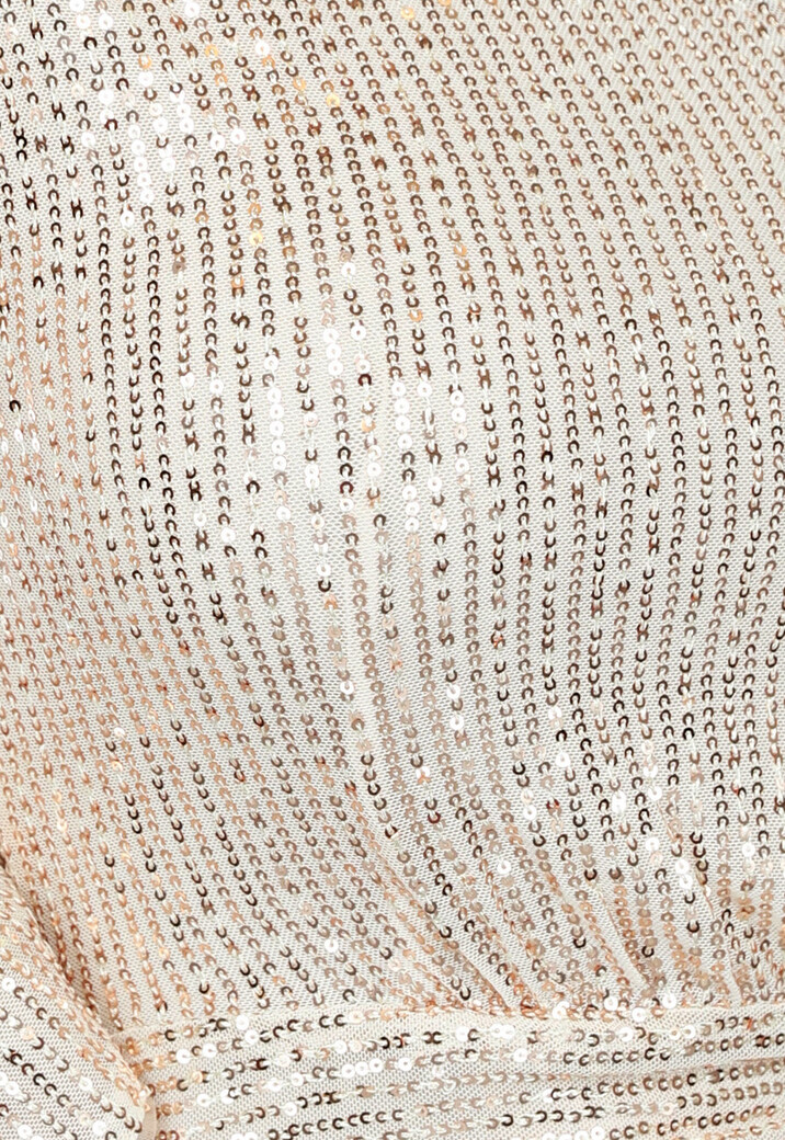 Rosé Gouden One Sleeve Jurk met Pailletten