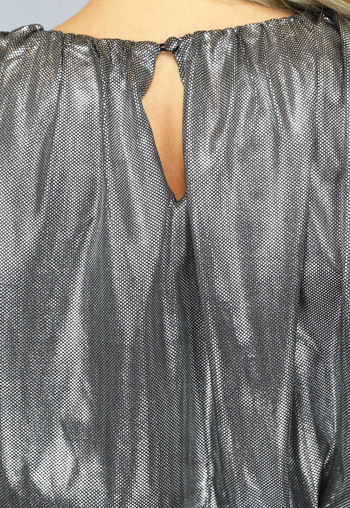 Zilveren Metallic Two Piece met Geplooide Broek