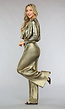 Metallic Gouden Co Ord Set met Wide Leg Broek