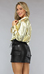 Metallic Gouden Blouse met Lange Mouwen