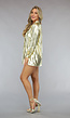 Metallic Gouden Blouse met Lange Mouwen