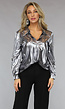 Metallic Antraciet Longsleeve Blouse