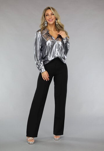 NEW2211 Metallic Antraciet Longsleeve Blouse