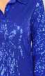 Blauwe Blouse Jurk met Glitters en Kraagje