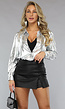 Metallic Zilveren Longsleeve Blouse