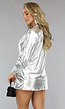 Metallic Zilveren Longsleeve Blouse