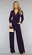 Paarse Jumpsuit met Wijde Pijpen