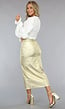 Gouden Metallic Midi Rok met Split