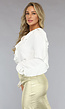 Witte Blouse met Ruches en Trompetmouwen