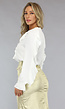 Witte Blouse met Ruches en Trompetmouwen