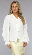 Witte Blouse met Ruches en Trompetmouwen