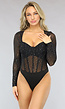 Mesh Glitter Bodysuit met Korset Look