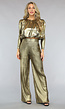 Metallic Gouden Co Ord Set met Wide Leg Broek