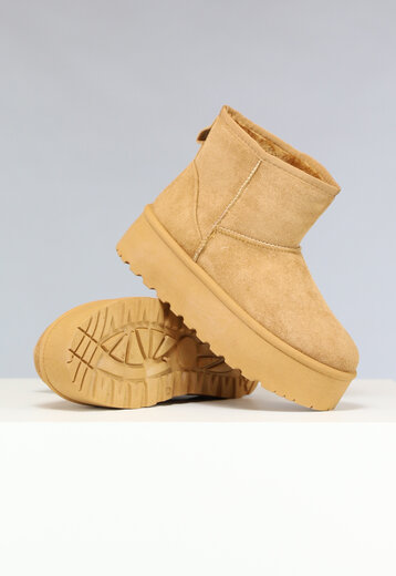 NEW2211 Camel Chunky Snowboots met Hoge Zool