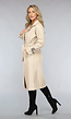 Lange Beige Lederlook Jas met Tailleband