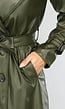 Donkergroene Lederlook Trenchcoat met Gesp Detail