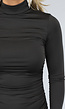 Zwarte Longsleeve Bodycon Jurk met Geplooid Detail