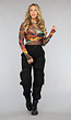 Longsleeve Mesh Lava Print Bodysuit met Duimgaten