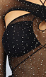 Zwarte Longsleeve Glitter Fishnet Bodysuit
