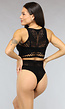 Zwarte Korte Fishnet Two Piece