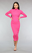 Fuchsia Bodycon Jurk met Rib Detail