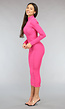 Fuchsia Bodycon Jurk met Rib Detail