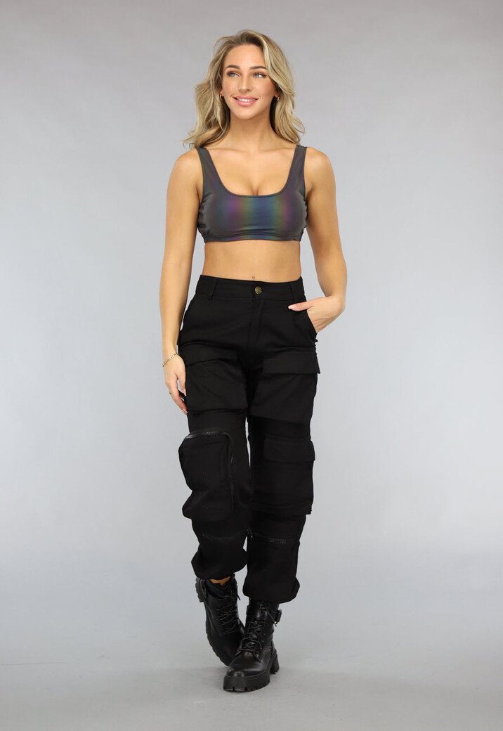 Reflecterende Korte Top met Padding