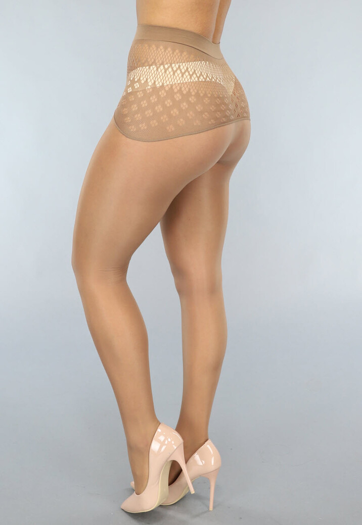 Glanzende Bruine 15 Denier Panty met Corrigerende Taille