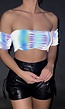 Reflecterende Off Shoulder Top met Strikdetail