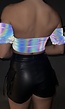 Reflecterende Off Shoulder Top met Strikdetail
