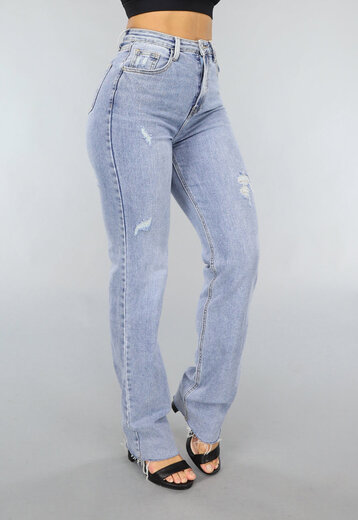 OP=OP.29.NL Blauwe Stretch Jeans met Rechte Pijpen