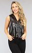 Zwart Lederlook Gilet met Knoopjes