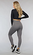 Antraciet Ribstof Fitness Legging