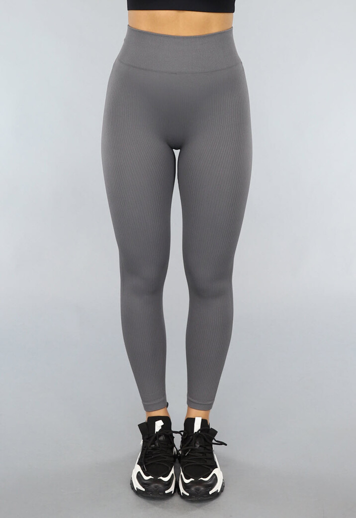 Antraciet Ribstof Fitness Legging