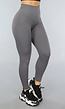Antraciet Ribstof Fitness Legging