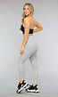 Lichtgrijze Ribstof Fitness Legging