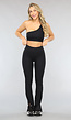 Zwarte Ribstof Flair Sportlegging met Split