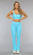 Blauwe Stretchy Split Sportlegging