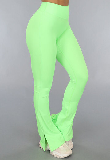 TERUG Neon Groene Sportlegging met Split Flair