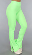 Neon Groene Sportlegging met Split Flair