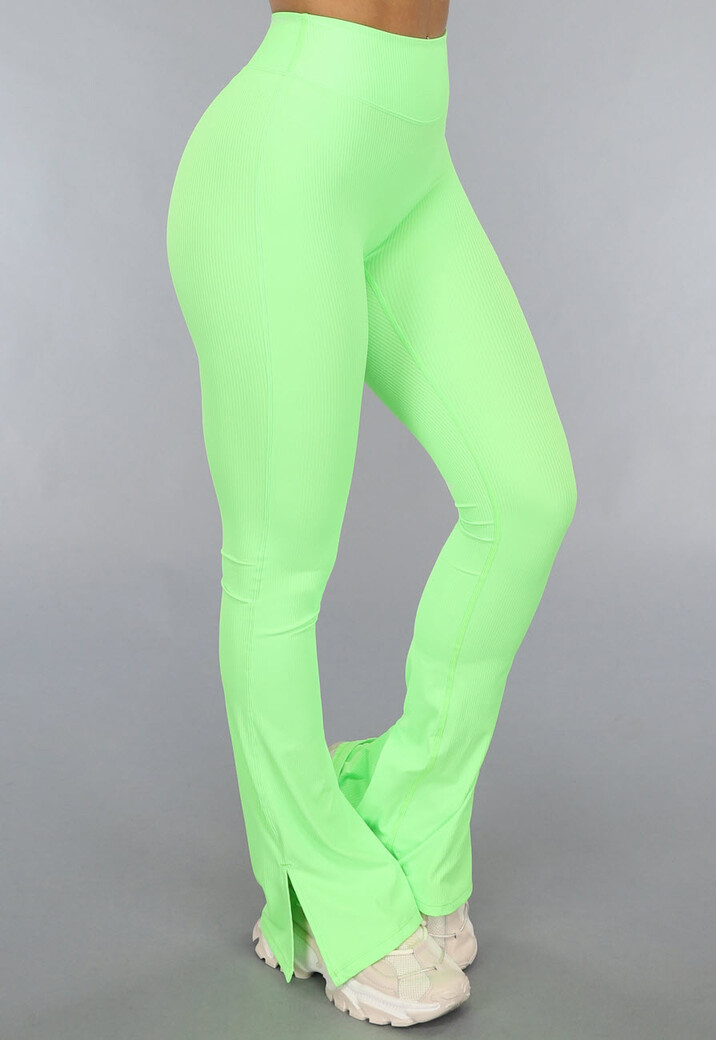 Neon Groene Sportlegging met Split Flair