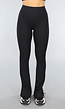 Zwarte Ribstof Flair Sportlegging met Split