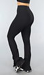 Zwarte Ribstof Flair Sportlegging met Split