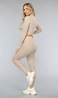 Taupe Aansluitende Ribstof Sportlegging