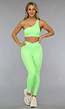 Neon Groene Stretchy Sportlegging met Aansluitend Model