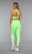 Neon Groene Stretchy Sportlegging met Aansluitend Model