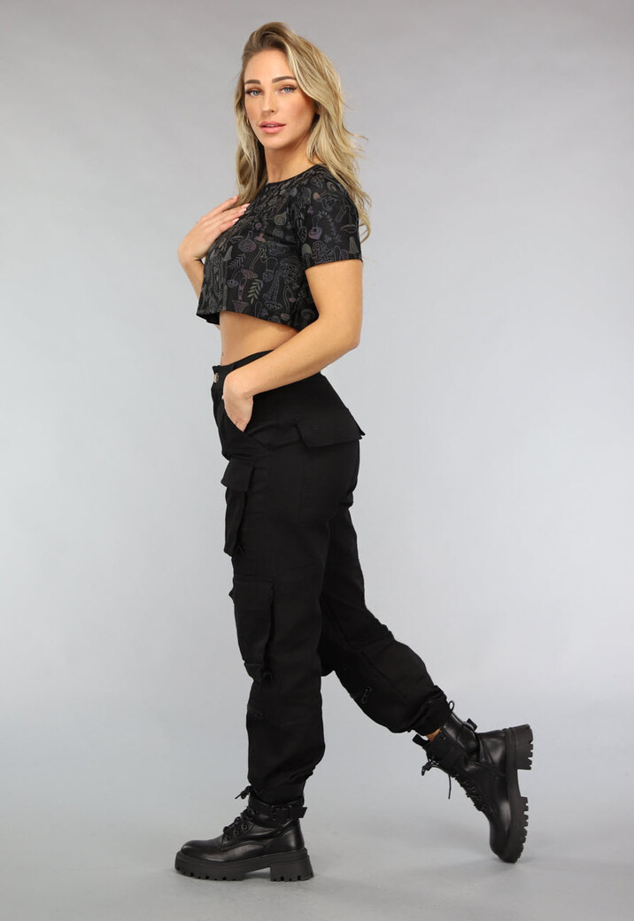 Cropped Shirt met Paddenstoelen Print